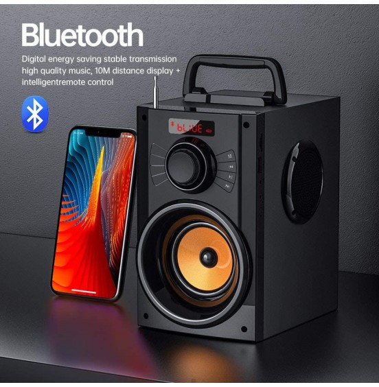 Portable Bluetooth Speaker with Subwoofer Wireless Speakers Outdoor/Indoor Big Speaker Support Remote Control FM Radio TF Card LED Lights MP3 Player Party Speaker for Home Camping iPhone Computer PC