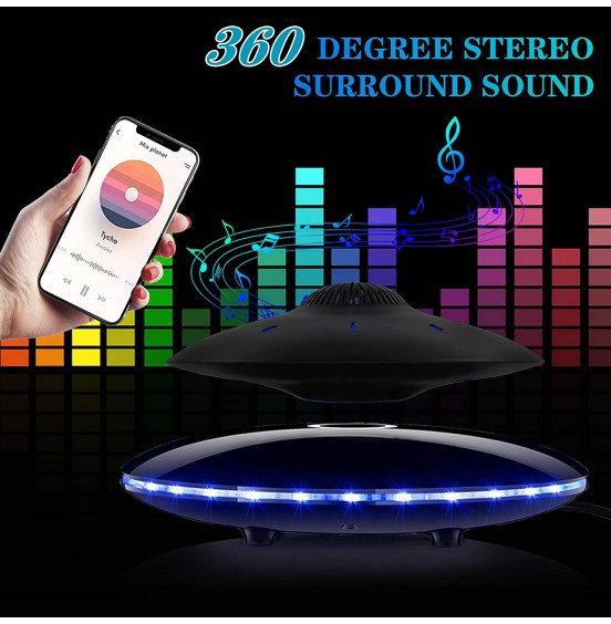 Magnetic Levitating Bluetooth Speaker, RUIXINDA Levitating UFO Speakers with LED Lights Base 360 Degree Rotation,Wireless Floating Speakers for Home Office Decor Cool Tech Gadgets,Creative Gifts