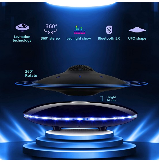 Magnetic Levitating Bluetooth Speaker, RUIXINDA Levitating UFO Speakers with LED Lights Base 360 Degree Rotation,Wireless Floating Speakers for Home Office Decor Cool Tech Gadgets,Creative Gifts