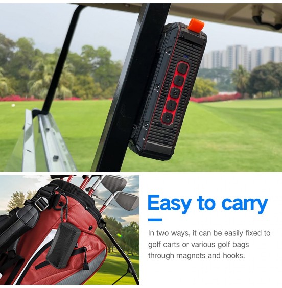 Pro Portable Magnetic Bluetooth Golf Speaker Wireless Waterproof IPX6/Shockproof - 3rd Generation Magnetic Golf Speakers for Golf Cart 20-Hour Playtime Golf Gifts (TWS &amp; SD Card Function)