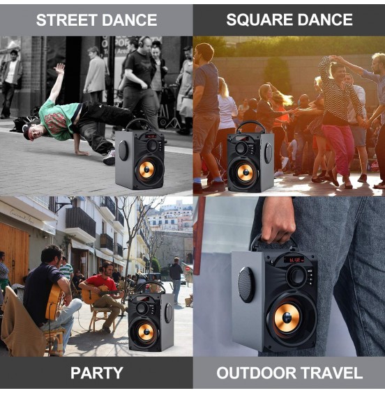 Portable Bluetooth Speaker with Subwoofer Wireless Speakers Outdoor/Indoor Big Speaker Support Remote Control FM Radio TF Card LED Lights MP3 Player Party Speaker for Home Camping iPhone Computer PC